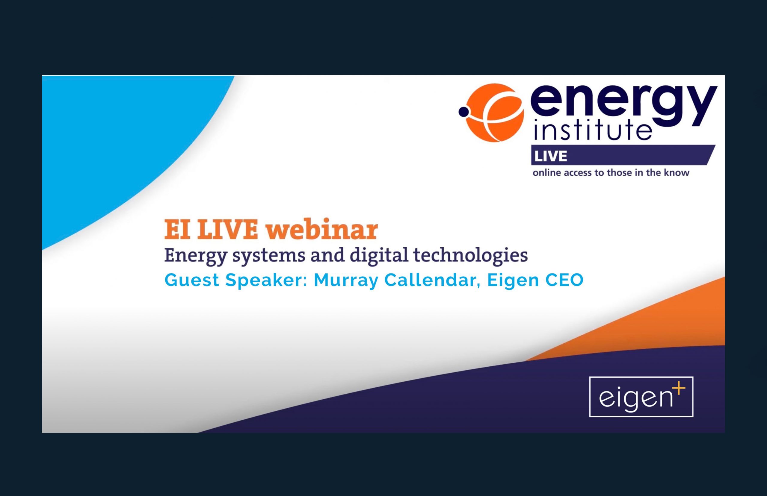 EI LIVE free webinar | Energy Systems and Digital Technologies